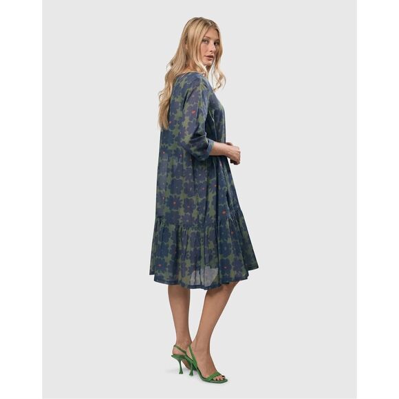 Alembika Bluebell Cotton Voile Trapeze Dress Floral Lagenlook size 14 - 16 $320 - Picture 3 of 12